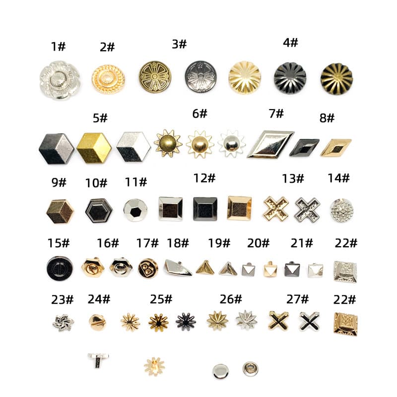 Shoe Decoration Alloy Studs X-Shaped Small Flower Diamond Square Triangle Football Trapezoid Hardware Decorative Parts In Stock
