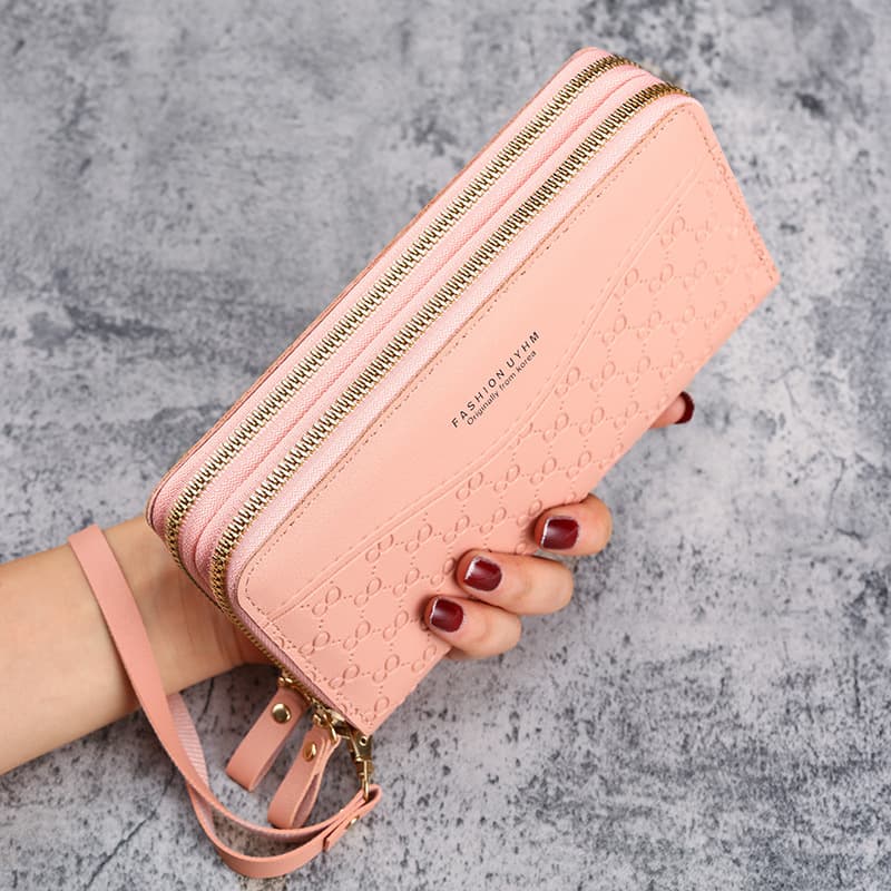 Factory Wholesale Double-Layer Zipper Coin Purse Long Wallet for Women Large Capacity Multifunctional Phone Bag Key Pouch