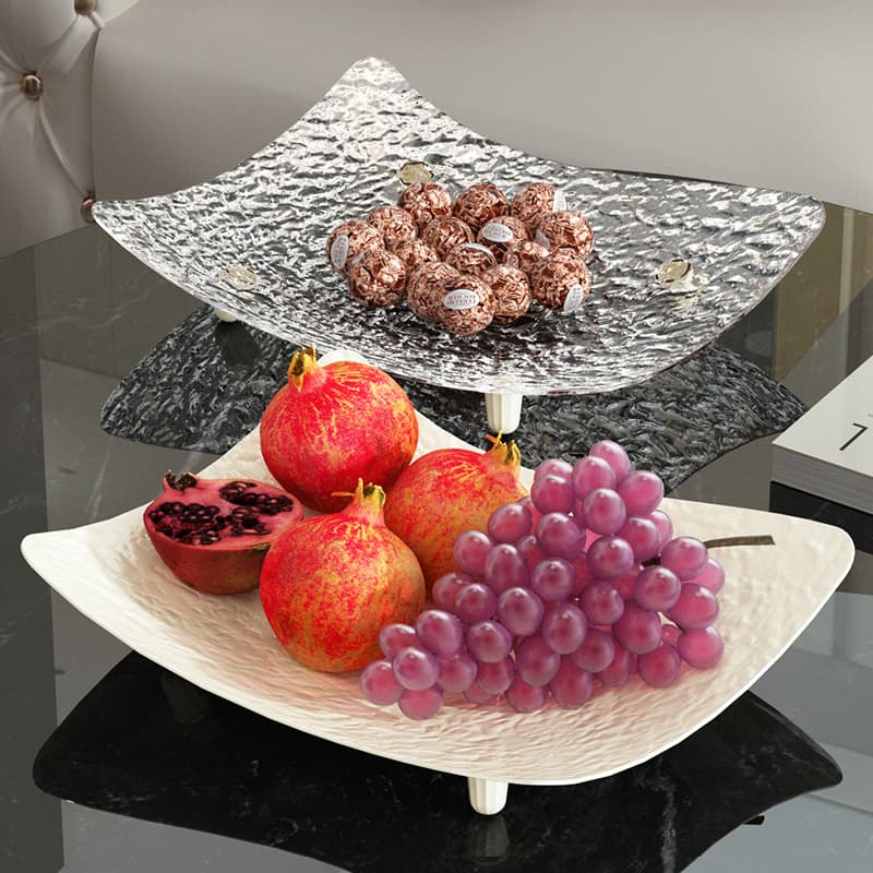 Glacier Pattern Fruit Tray for Living Room, 2026 New Style, High-End Light Luxury Coffee Table Candy Serving Plate, Snack Storage Box