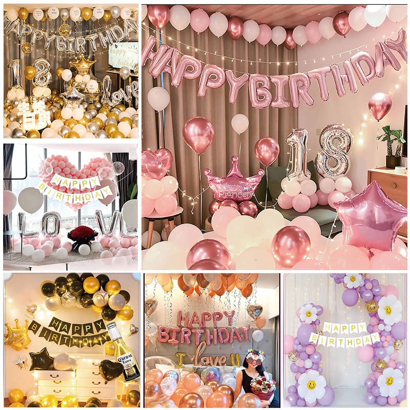 Adult Birthday Party Balloon Set 18th Adult Ceremony Aluminum Foil Balloon Background Wall Decoration Kit