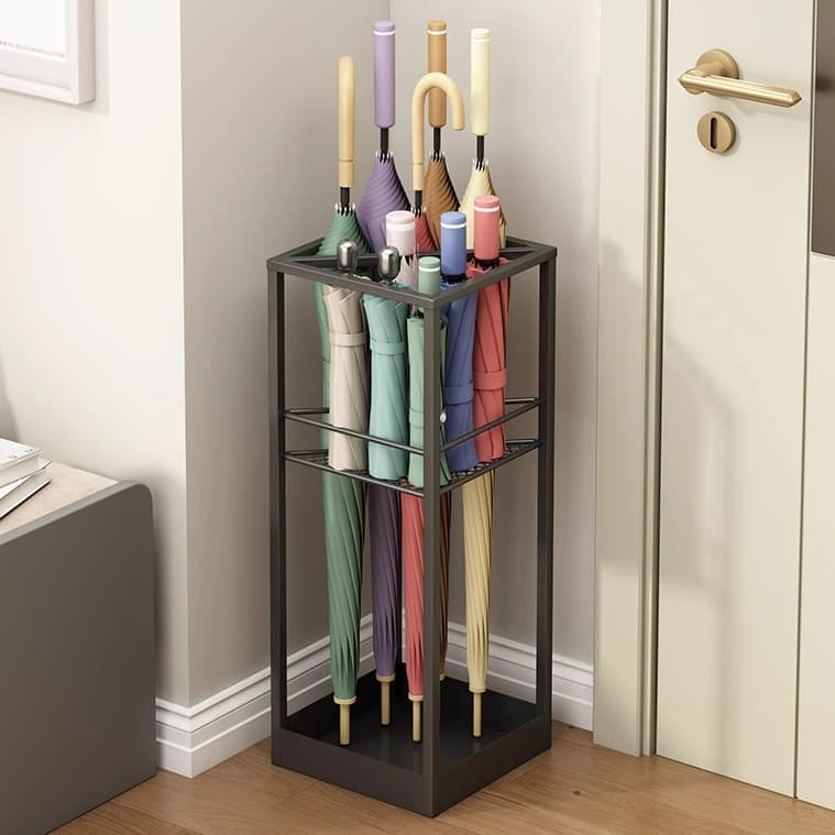 Doorstep Umbrella Storage Rack, Commercial Lobby Umbrella Bucket with Drip Tray, Storage Shelf for Umbrellas