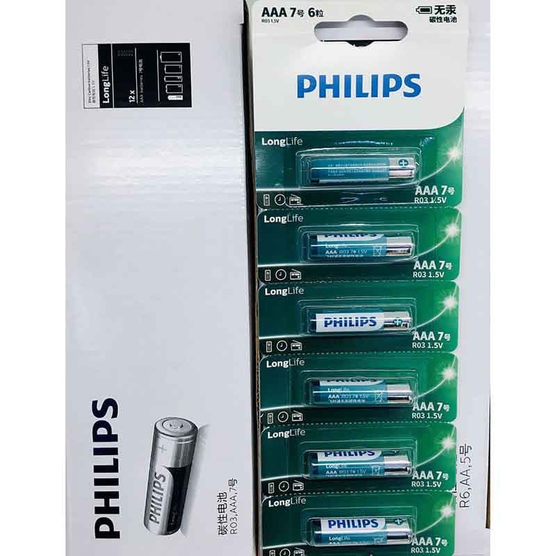 Philips AAA Carbon Zinc Battery Dry Cell Battery Philips AAA Dry Battery 6-Pack Card