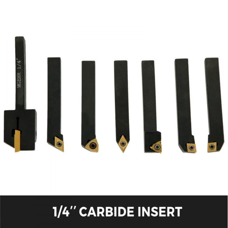 1/4" Industrial Lathe Tool Set 7-Piece Includes 7 blades, 7 red flag wrenches + silver hex wrench