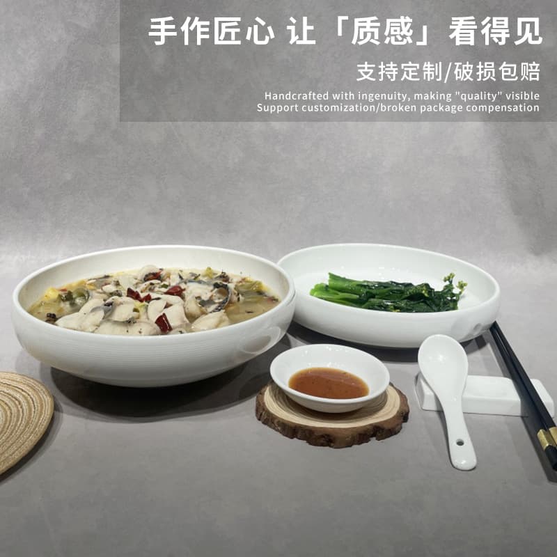 Factory wholesale simple large capacity ceramic soup bowl, sour fish fillet bowl, blood curd bowl, large noodle bowl, boiled fish soup bowl