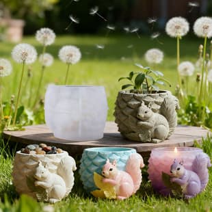 Yindian Pinecone Squirrel Aromatherapy Plaster Cup Mold DIY Resin Storage Cup Flower Pot Ornament Silicone Mold