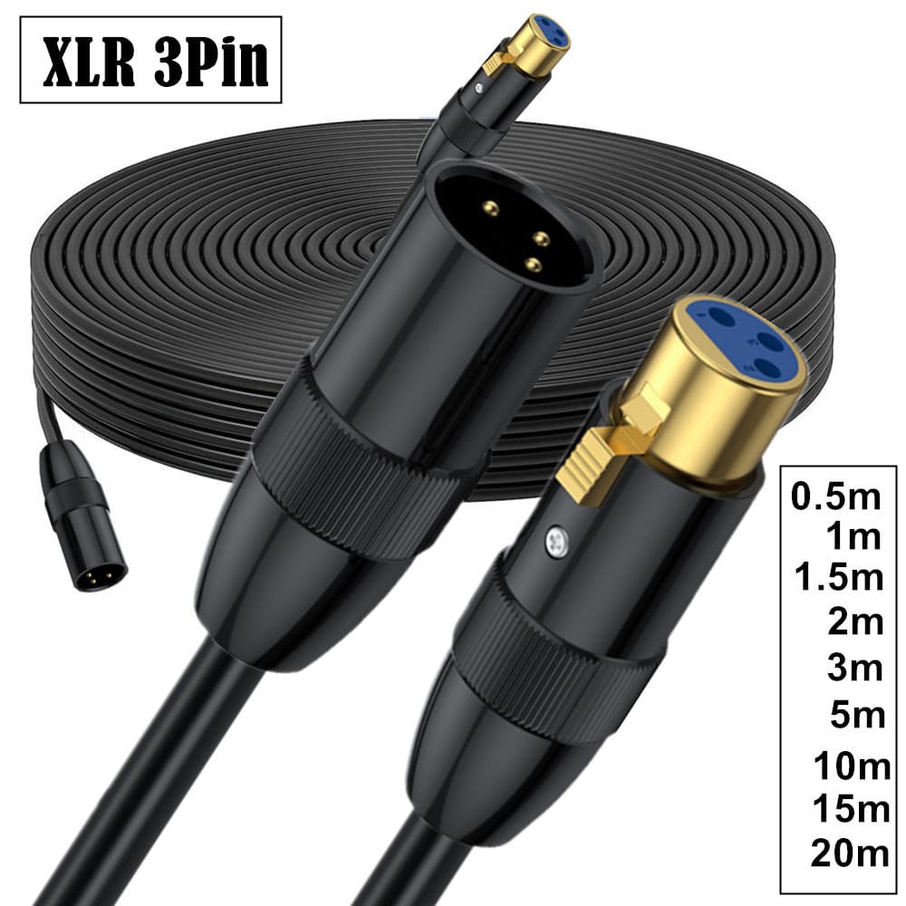 XLR Balanced 3-Pin Male to Female Audio Microphone Mixer Amplifier Console Studio Pure Copper Cable