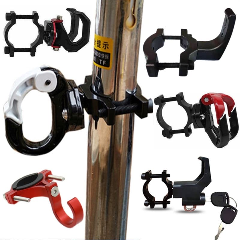 No-drill Hook for Electric Scooter, Motorcycle, Bicycle Handlebar Mount, Universal Locking Clip Modification Accessory