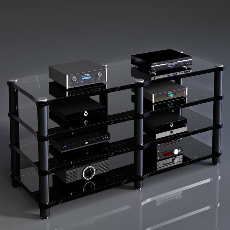 TV amplifier rack, audio-visual rack, speaker stand, vibration damping speaker rack, home aluminum alloy TV set, single layer, black.