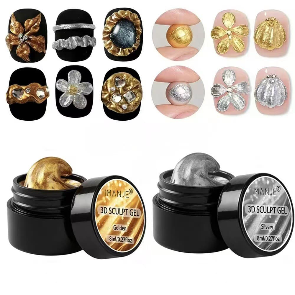 Export Best-Seller Nail Art Solid Mirror Gel Non-Sticky UV Gel Gold Silver 3D Modeling Gel Builder Gel