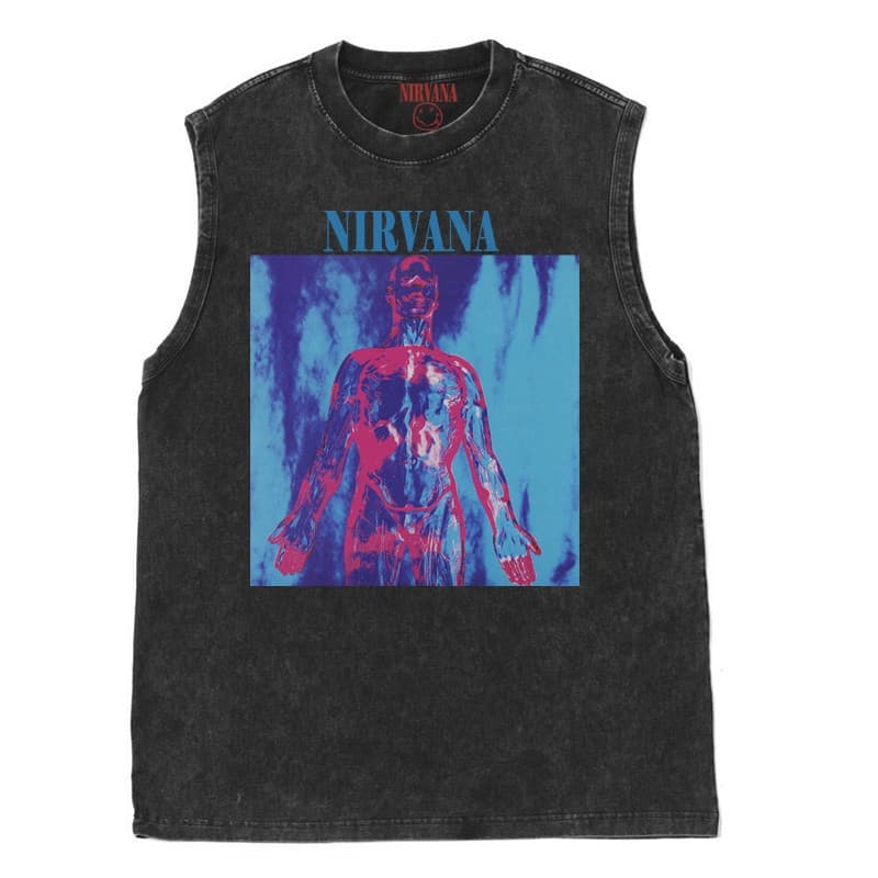230g European Size Nirvana Band Rock American Retro Oversize Washed Wax-Dyed Vest