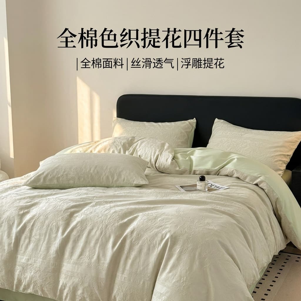 2026 New 60s Jacquard Pure Cotton 4-Piece Bedding Set Light Luxury Premium Cotton Duvet Cover Sheet Set for Home Bedroom
