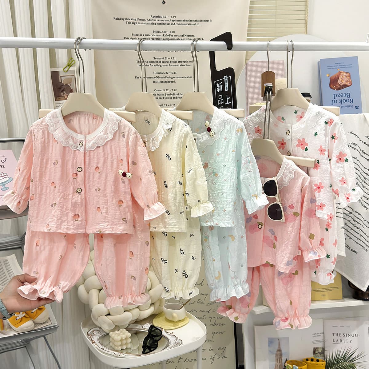2026 Spring/Summer New Children's Homewear Set, Middle and Big Kids Cloud Cotton Homewear Set, Sweet Lace Trim, Baby and Toddler