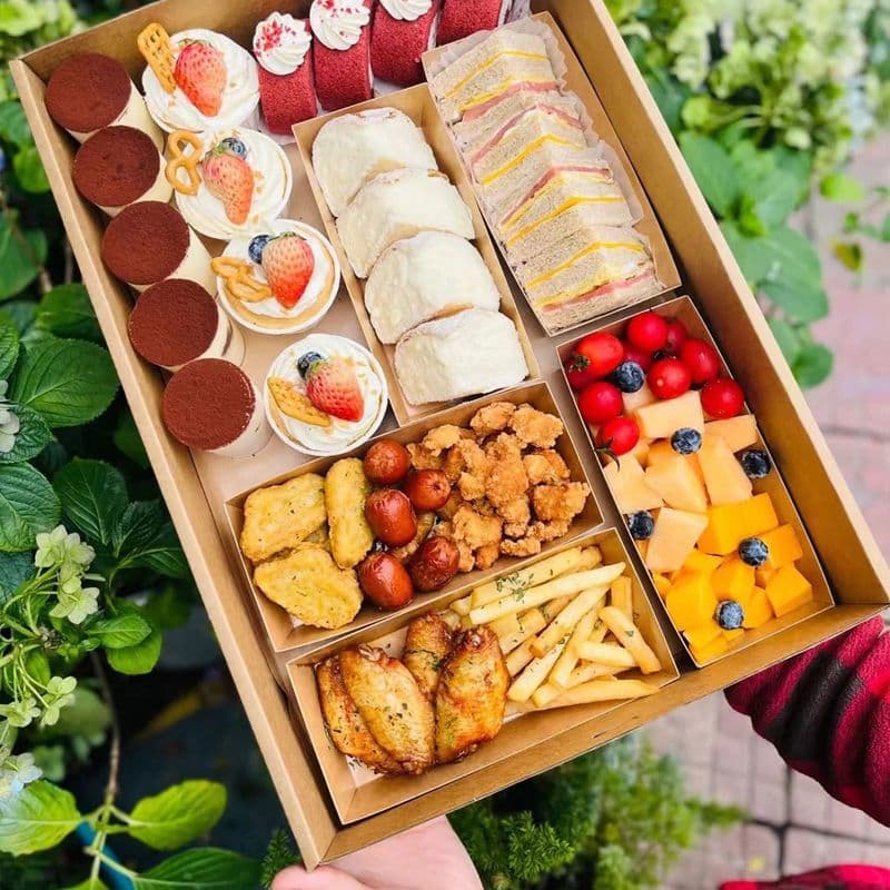 Picnic Box, Disposable Lunch Box, Dessert Packaging, Kraft Paper Roast Meat Snacks, Sushi Box