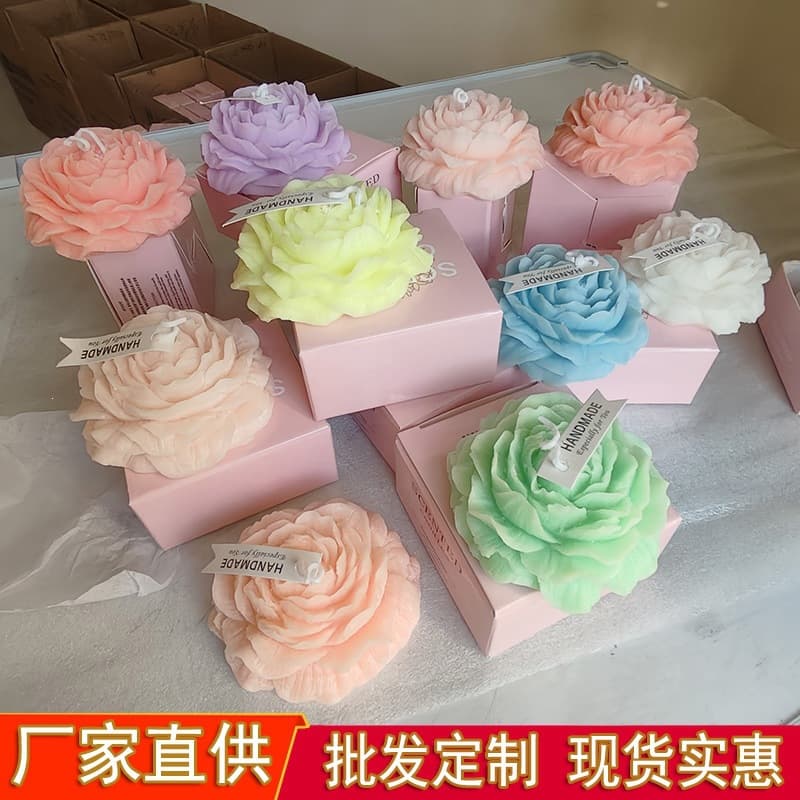 Soy wax peony flower shaped scented candle wedding souvenir incense handmade holiday gift rose fragrance