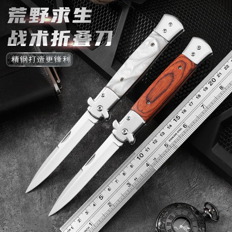 Outdoor Pocket Knife Portable Sharp Folding Knife Stainless Steel High Hardness Tactical Knife Multi-Purpose Quick-Open Self-Defense Tool