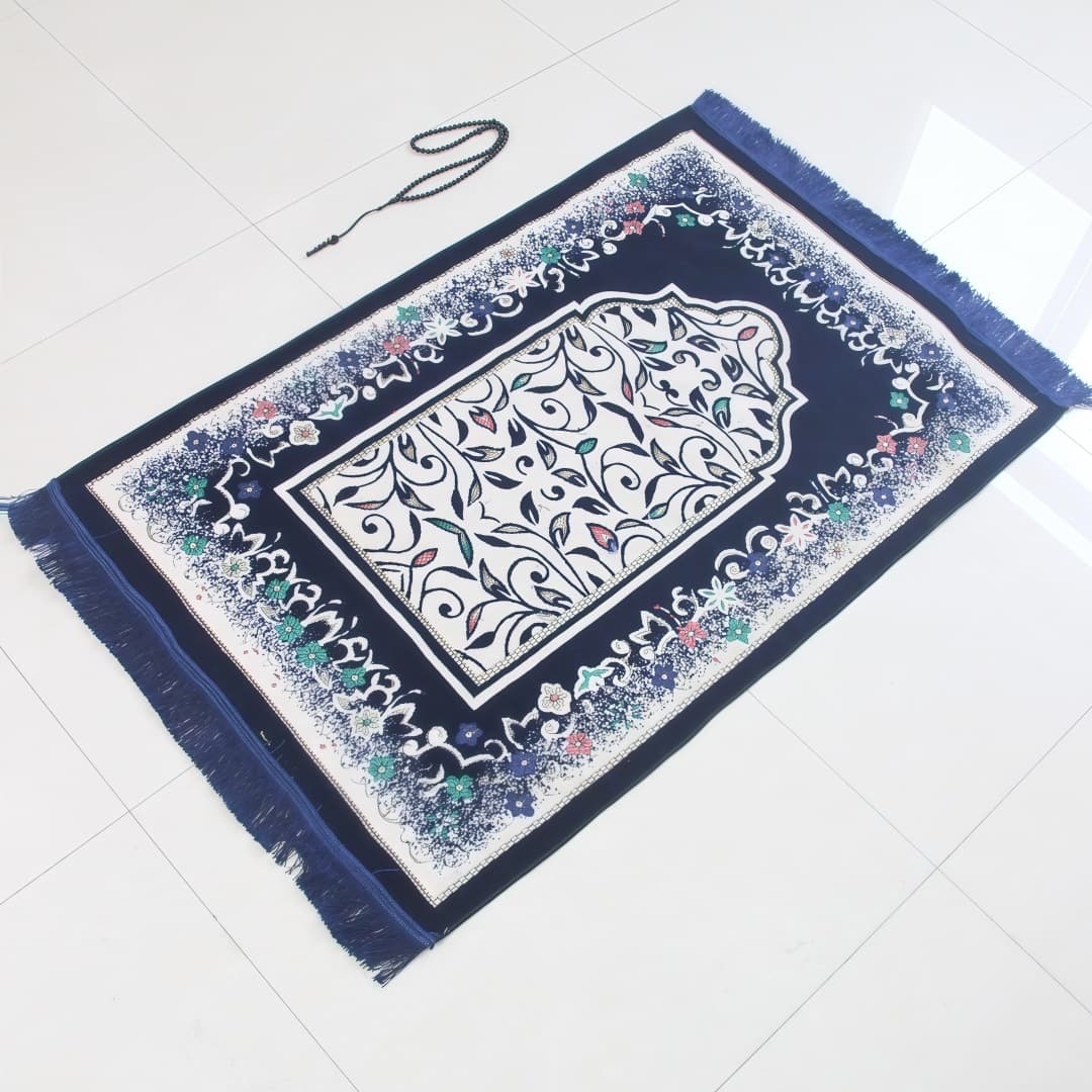 Hot-selling new flocked No. 2 flower worship blanket, thickened anti-slip kneeling rug, order to receive Tasbeha spot delivery