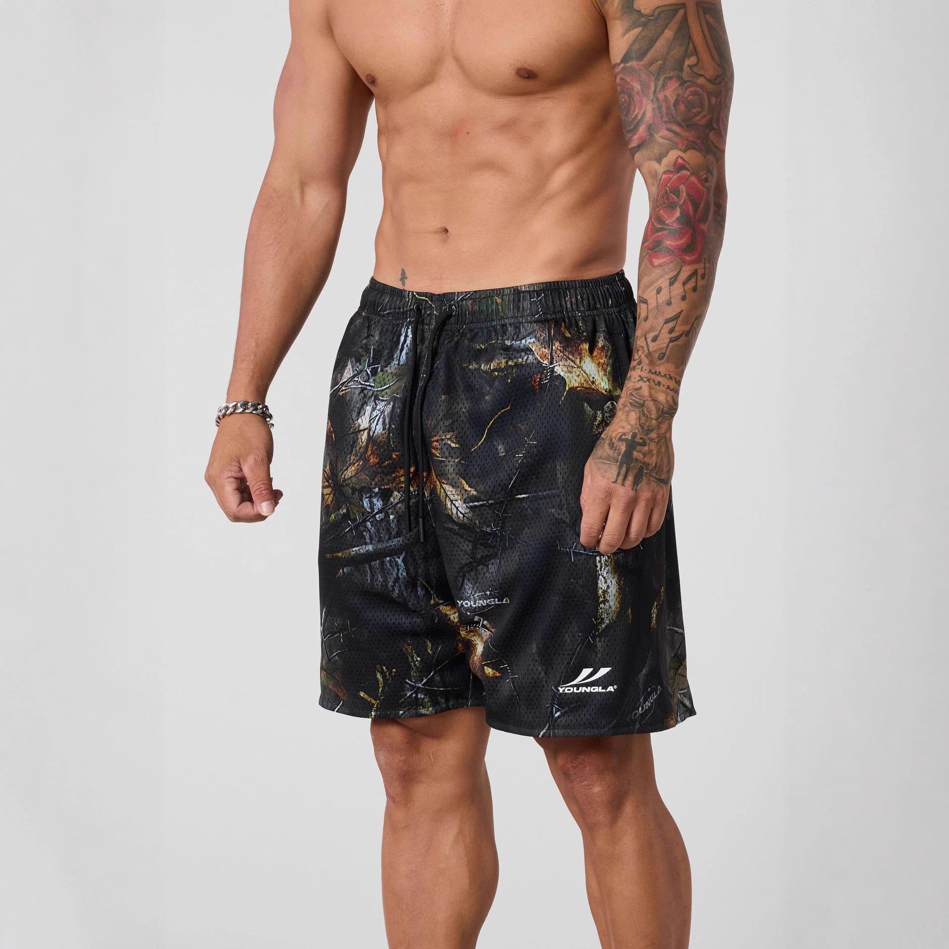YOUNGLA American Style New Men's Shorts Athletic Quick-Dry Breathable Loose Comfortable Basketball Training Shorts
