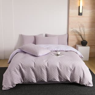 Feiyang Home Textile Bedding Four-Piece Set Cross-border Waffle Solid Washed Cotton Quilt Cover Home Bed Sheet Three-Piece Set