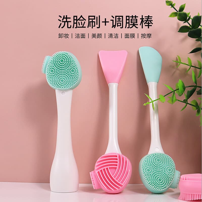 New Silicone Facial Mask Brush, Facial Brush, Mud Mask Spatula, Makeup Remover Dual-Purpose Silicone Double-Head Cleansing Brush, Beauty Wholesale