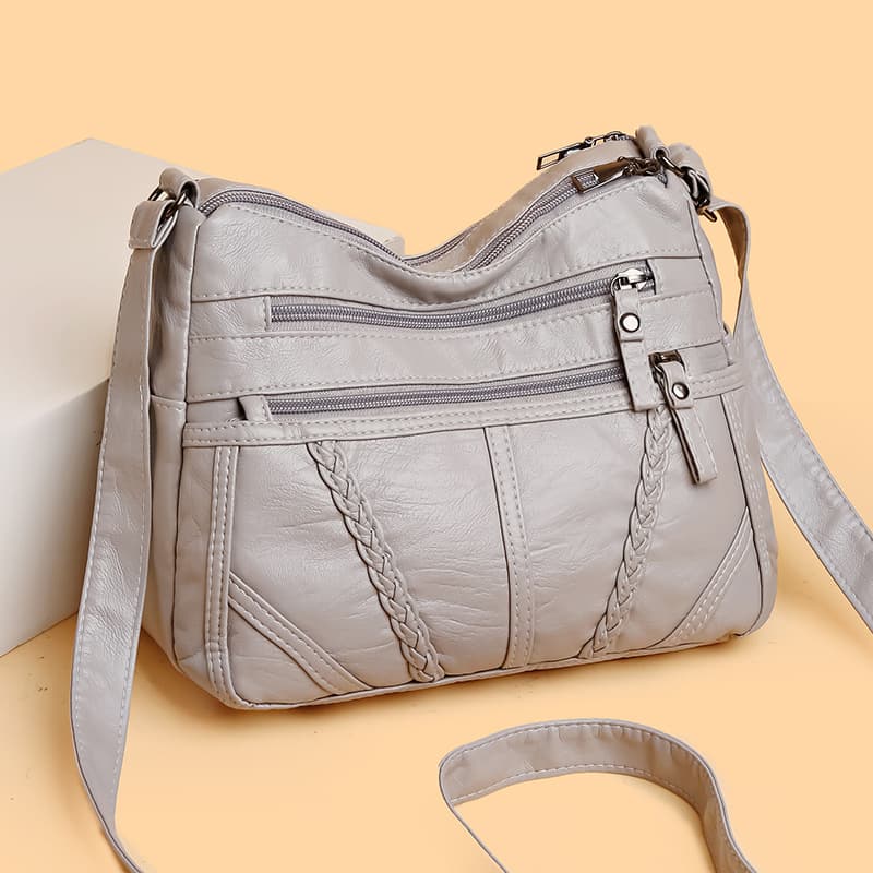 Multi-layer Soft Leather Mom Bag Women 2025 New Fashion Versatile Ladies Middle-aged Large Capacity Shoulder Crossbody Bag