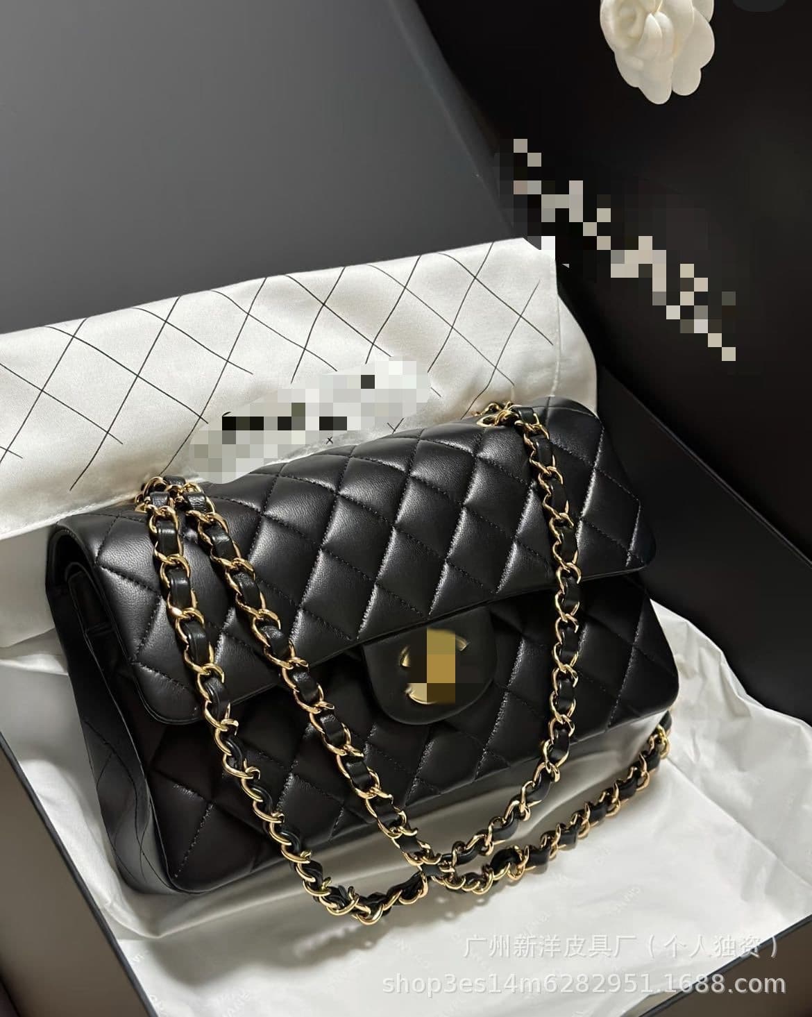 Cross-border genuine leather women's bag, small fragrance CF underarm single shoulder small gold ball crossbody bag, cosmetic bag, chain, small fragrance style