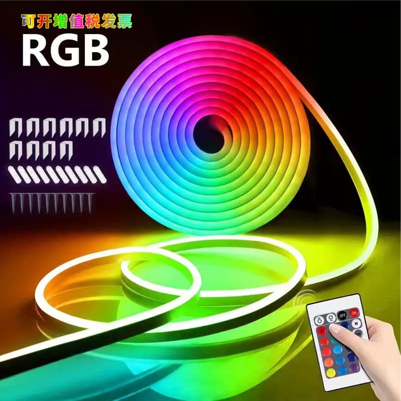 RGB Neon LED Strip Flexible Silicone Neon Light Strip 24-Key Control Mini Bluetooth APP Control Light Strip