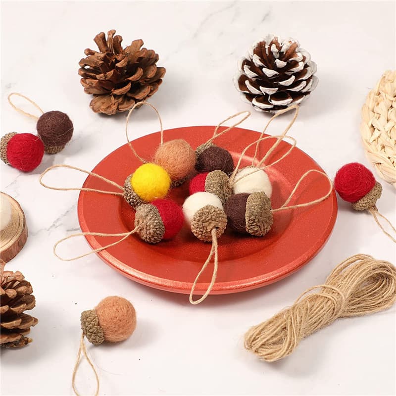 Ins Wool Felt Ball Pine Tree Small Ball Pinecone Acorn String DIY Material Pendant Christmas Decoration