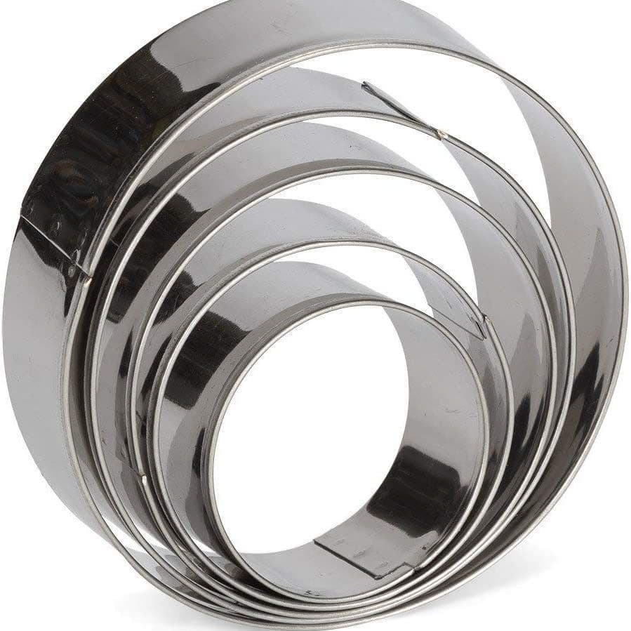 Cross-Border Spot Stainless Steel Biscuit Mold Round 5Pc Baking Mold Dumpling Skin Cutter Fruit and Vegetable