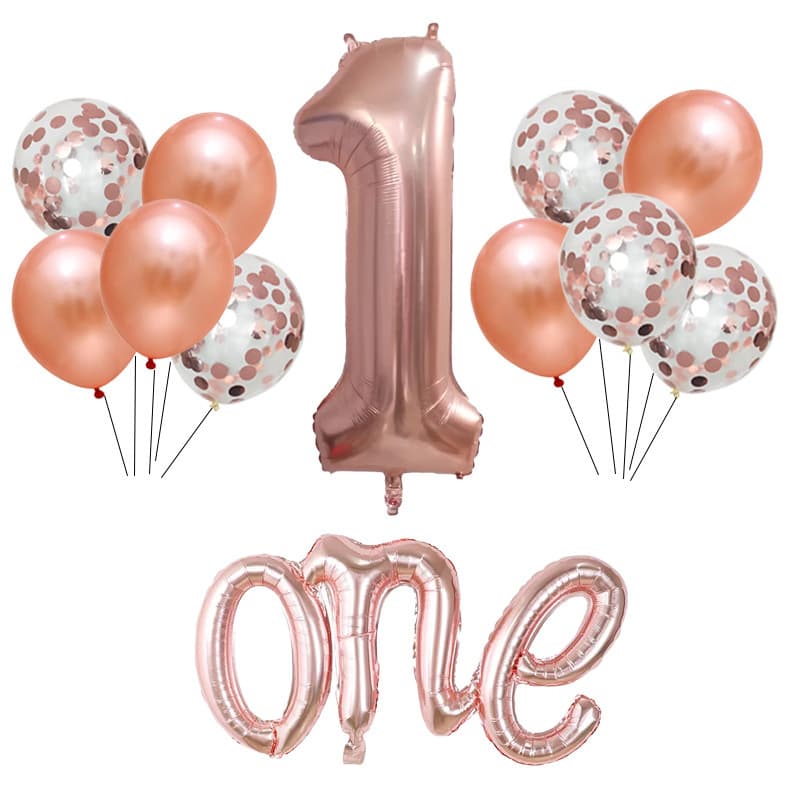 Amazon birthday arrangement balloon set baby's first birthday one aluminum film balloon party decoration balloon