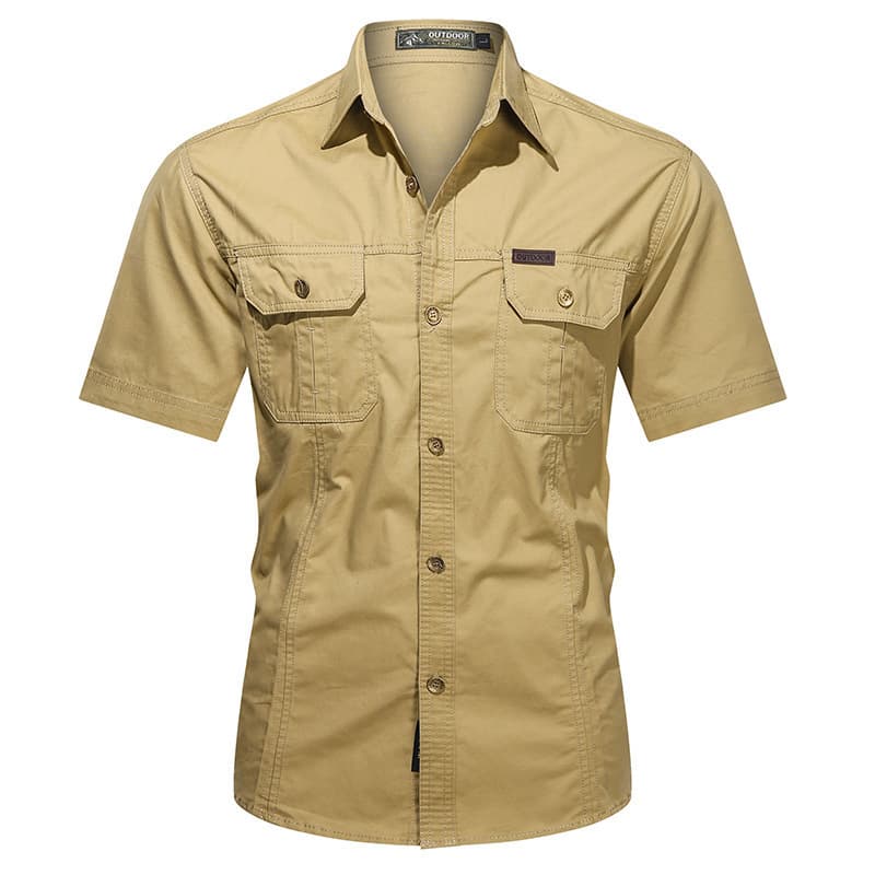 Summer Military Short Sleeve Shirt Men Work Uniform Cotton Workwear Outdoor Loose Men's Shirt Wrinkle-Free
