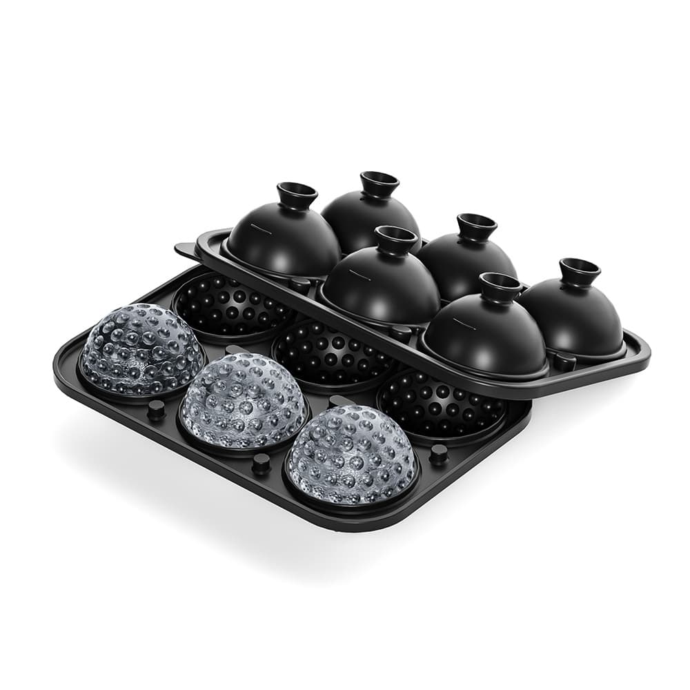 Benhaida silicone 6-hole golf ice puck with built-in funnel 6-connected golf shape mold whiskey ice tray mold