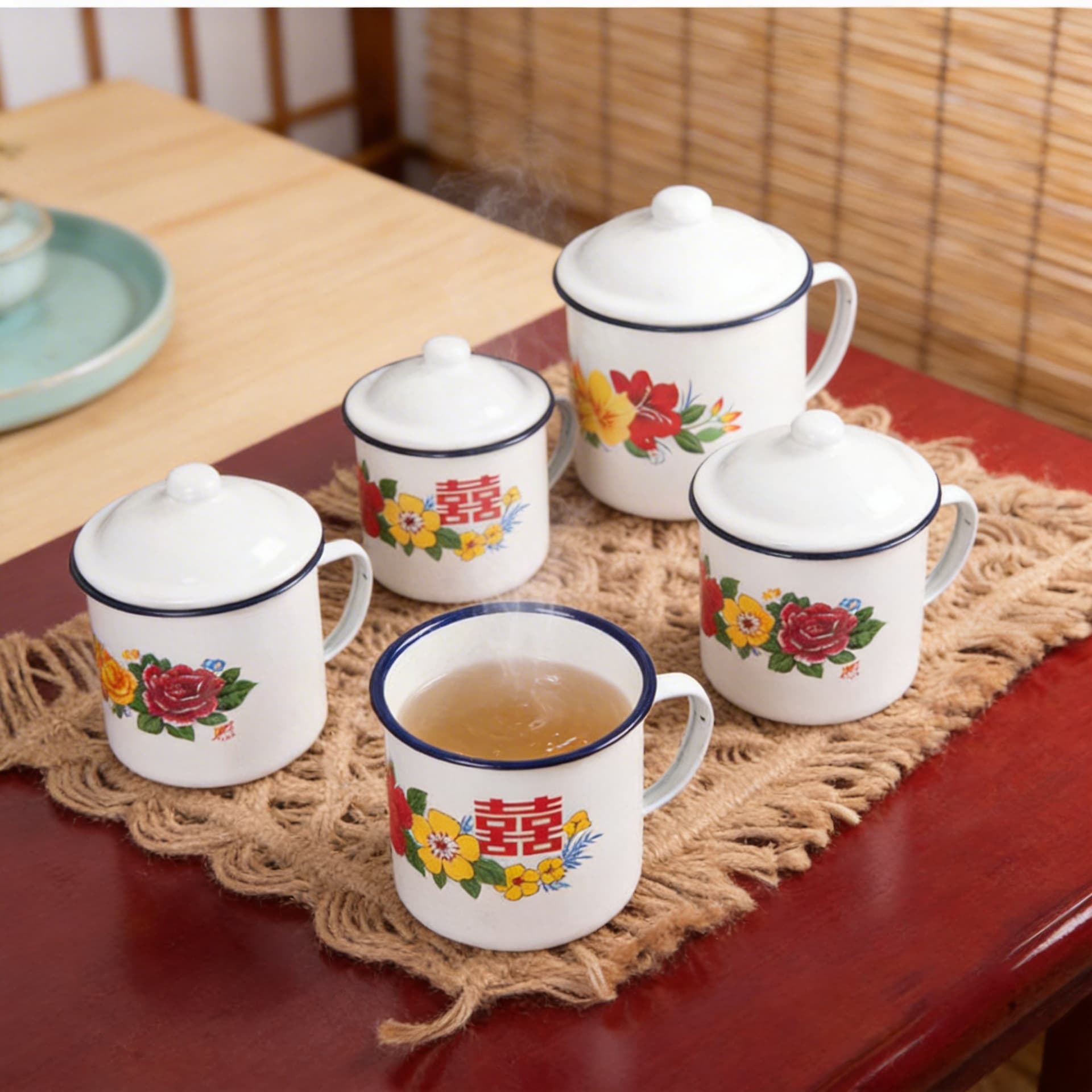 Enamel mug classic nostalgic thickened veteran cadre water cup enamel tea jar quotation type printed mug manufacturer