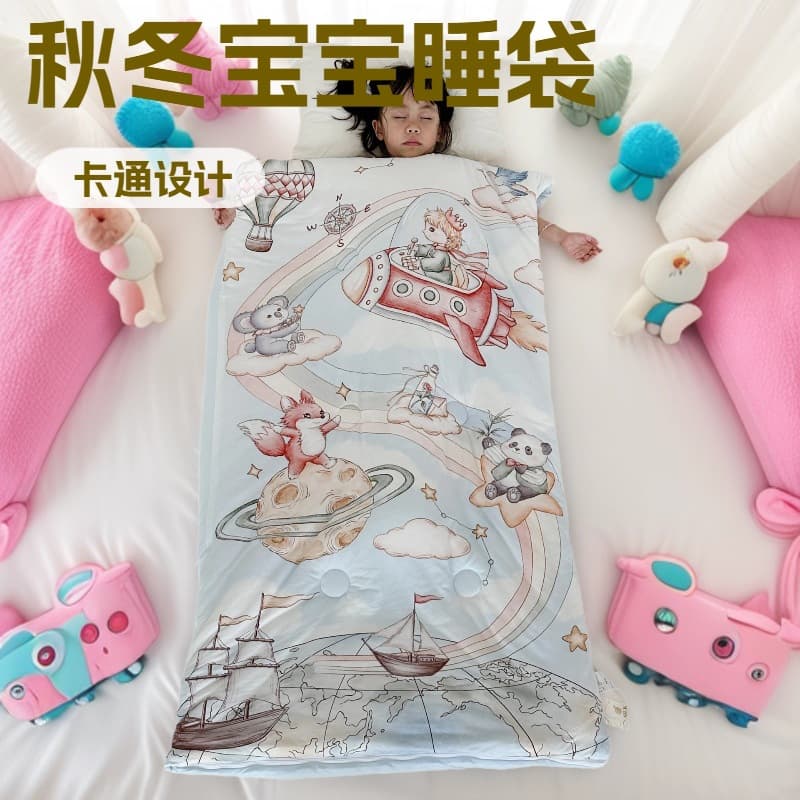 2025 Beaded warm plush TikTok viral source factory same quality digital print autumn/winter children's sleep sack anti-kick blanket