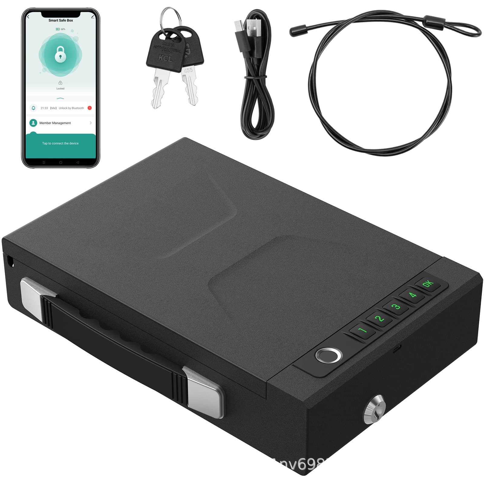 New Graffiti Portable Small Safe, Home Use Metal Security Box with Code, Car Fingerprint Gun Case