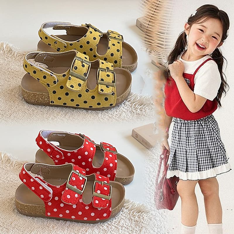 Girls' Birkenstock Sandals 2026 Summer New Style Versatile Trendy Polka Dot Princess Shoes Korean Style Stylish Beach Shoes
