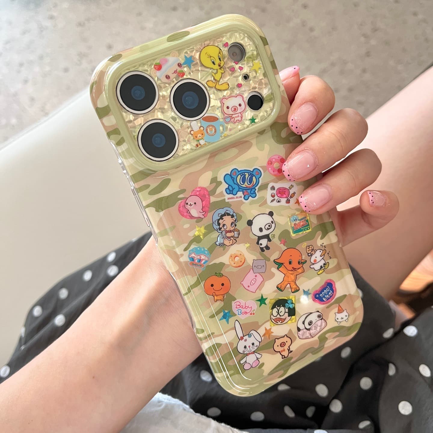 Camouflage ancient cartoon suitable for iPhone17promax mobile phone case Apple 16pro protective cover 15 cute