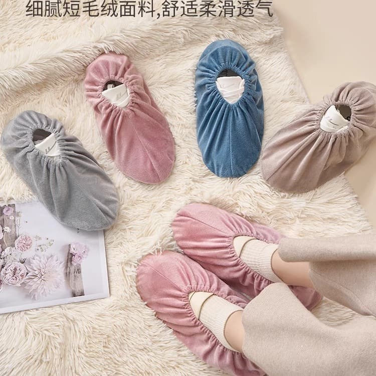 Flannel Shoe Covers, Washable Reusable Household Anti-Slip Durable Foot Covers, Computer Room Use, Children's Warmth