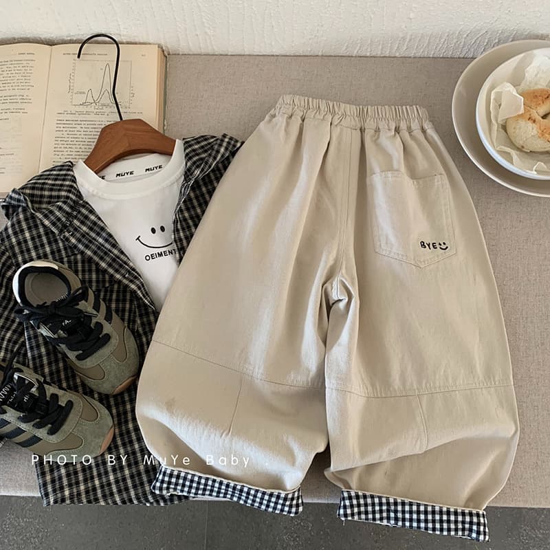 Spring Fashion Children's Plaid Cotton Casual Pants Embroidered Korean Style Boys' Long Trousers Trendy Spring Kids' Clothing