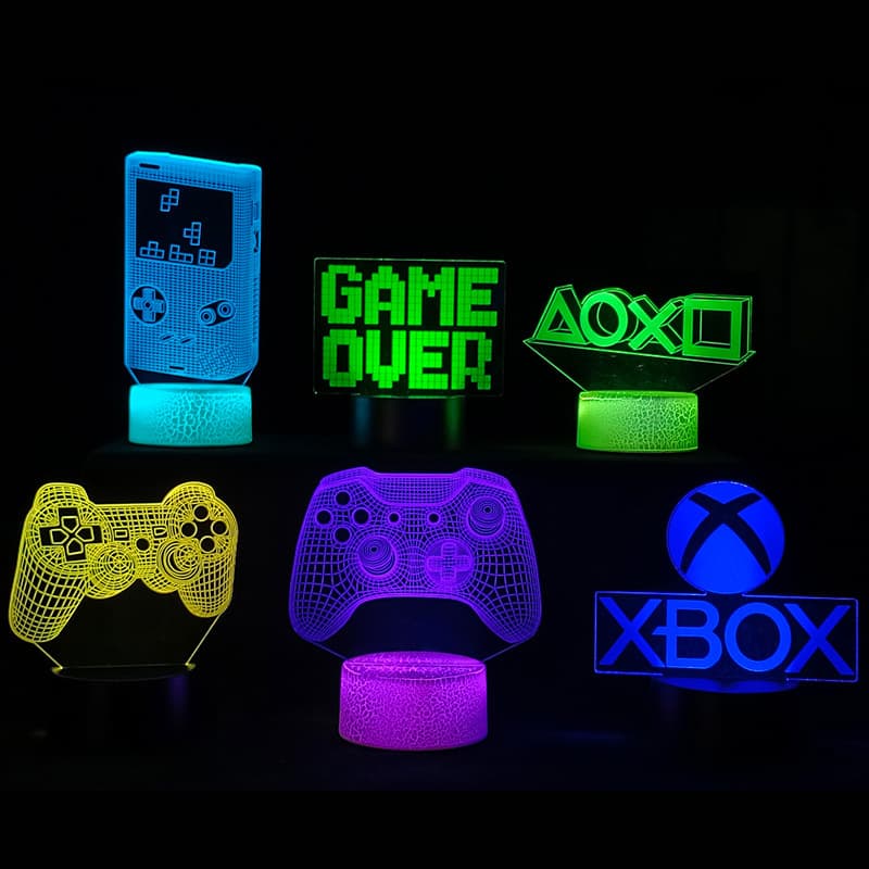 Creative Gaming Atmosphere Desk Lamp Game Controller 3D Night Light XBOX Decorative LED 7-Color Light Pollution