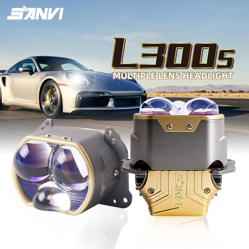 SANVI matrix 3-inch 55-watt 6000K triple compound eye direct LED bifocal lens car headlight headlight upgrade