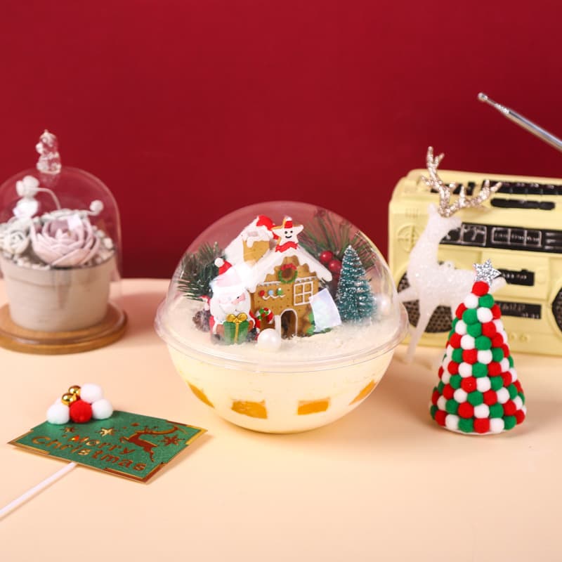 Christmas Gift Packaging Transparent Round Ball Box Mousse Cake Round Packing Transparent Box Wholesale Stock