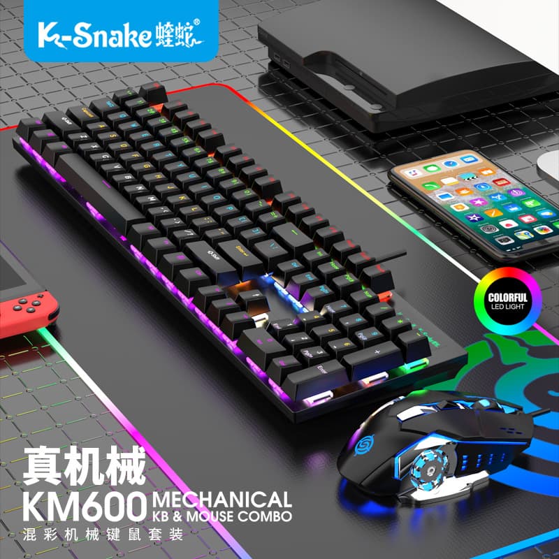 Viper KM600 Mechanical Keyboard and Mouse Combo, Blue Switch, Gaming RGB, for Computer, Laptop, Office Use