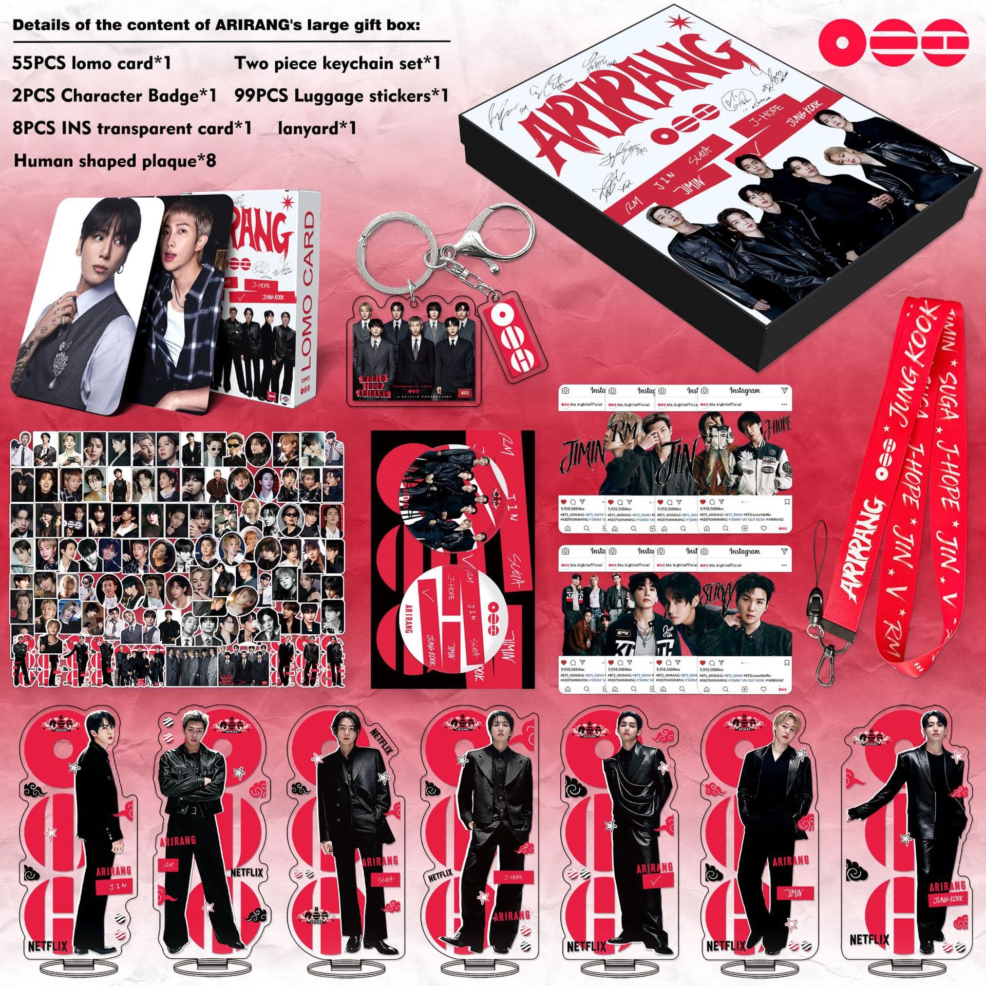 BS BTS gift box kpop comeback album ARIRANG peripheral badge stand sticker set