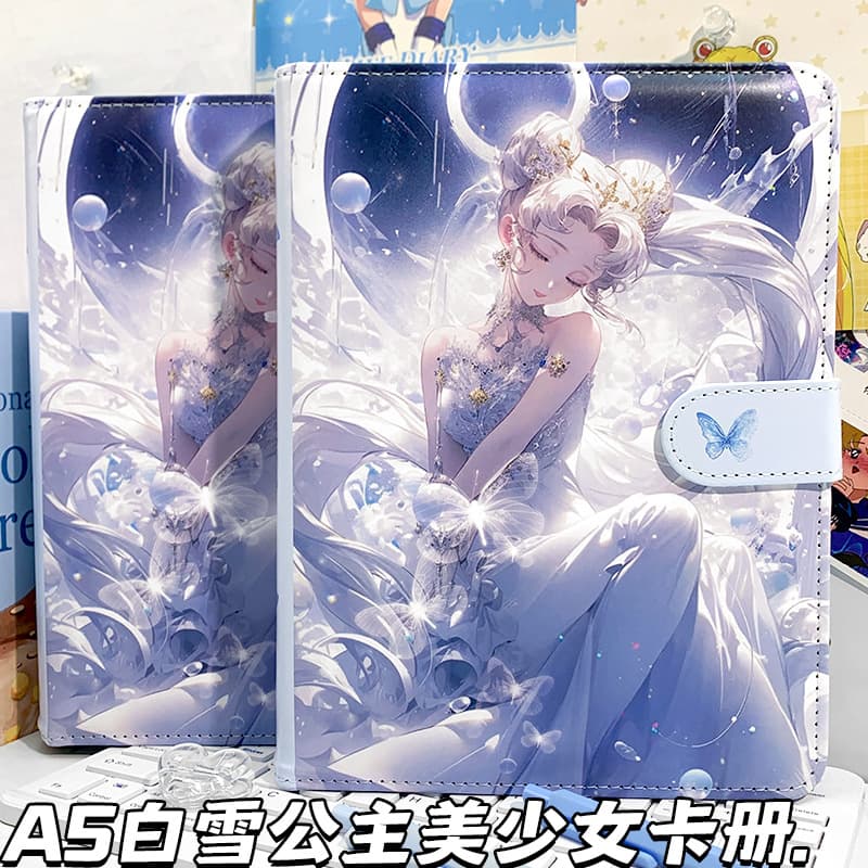 Snow White beautiful girl A5 hand ledger leather loose-leaf card book Japanese anime beautiful girl small card storage book