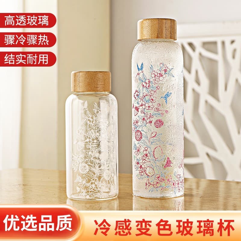 Temperature-Sensitive Color-Changing High Borosilicate Glass Cup, Large Capacity, Trendy Style, High-Temperature Resistant Tea Cup, Light Luxury and Premium Feel