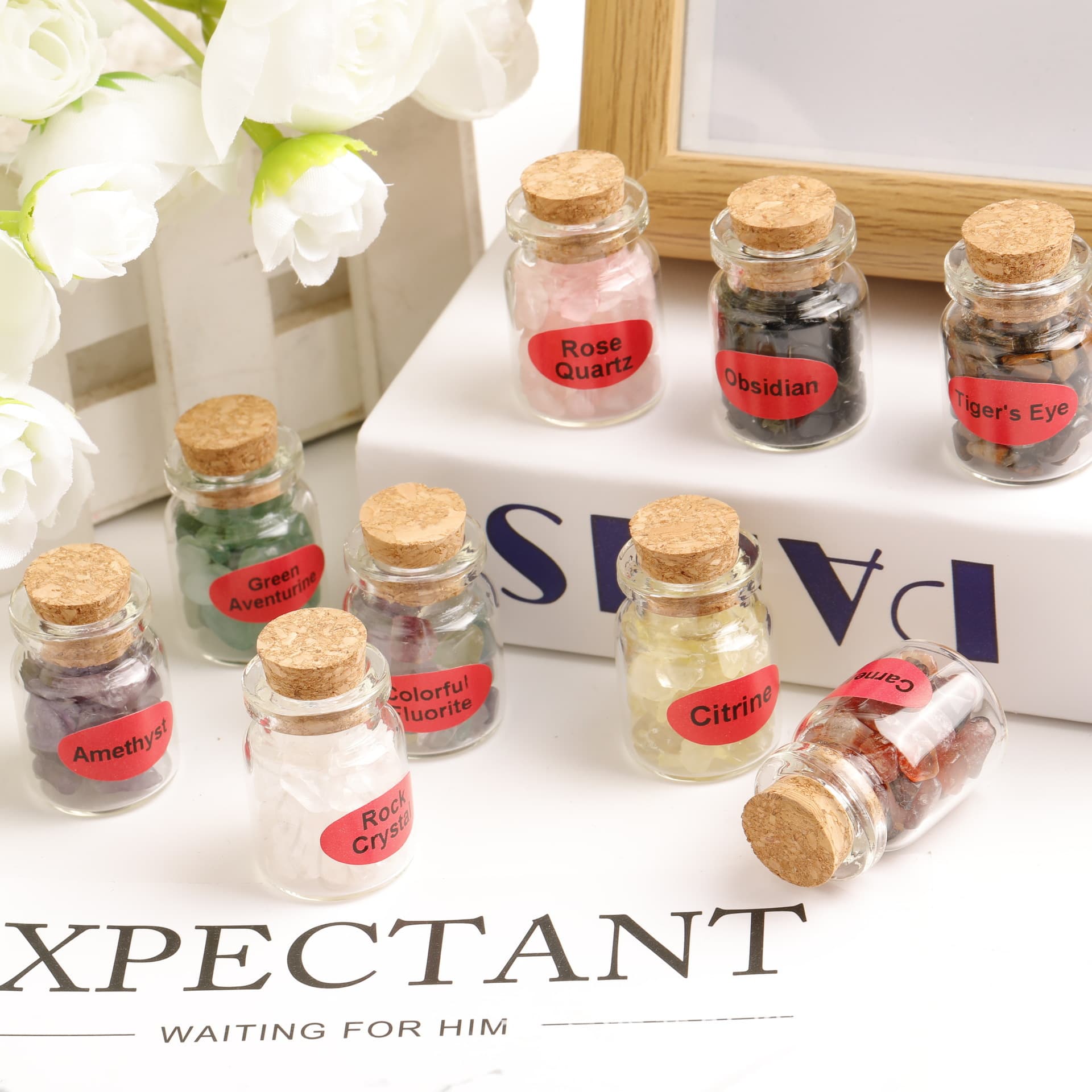 Natural Crystal Drift Bottle Colorful Crushed Stone Wishing Bottle Agate Fragrance Bottle Mini Perfume Bottle Wholesale for Export