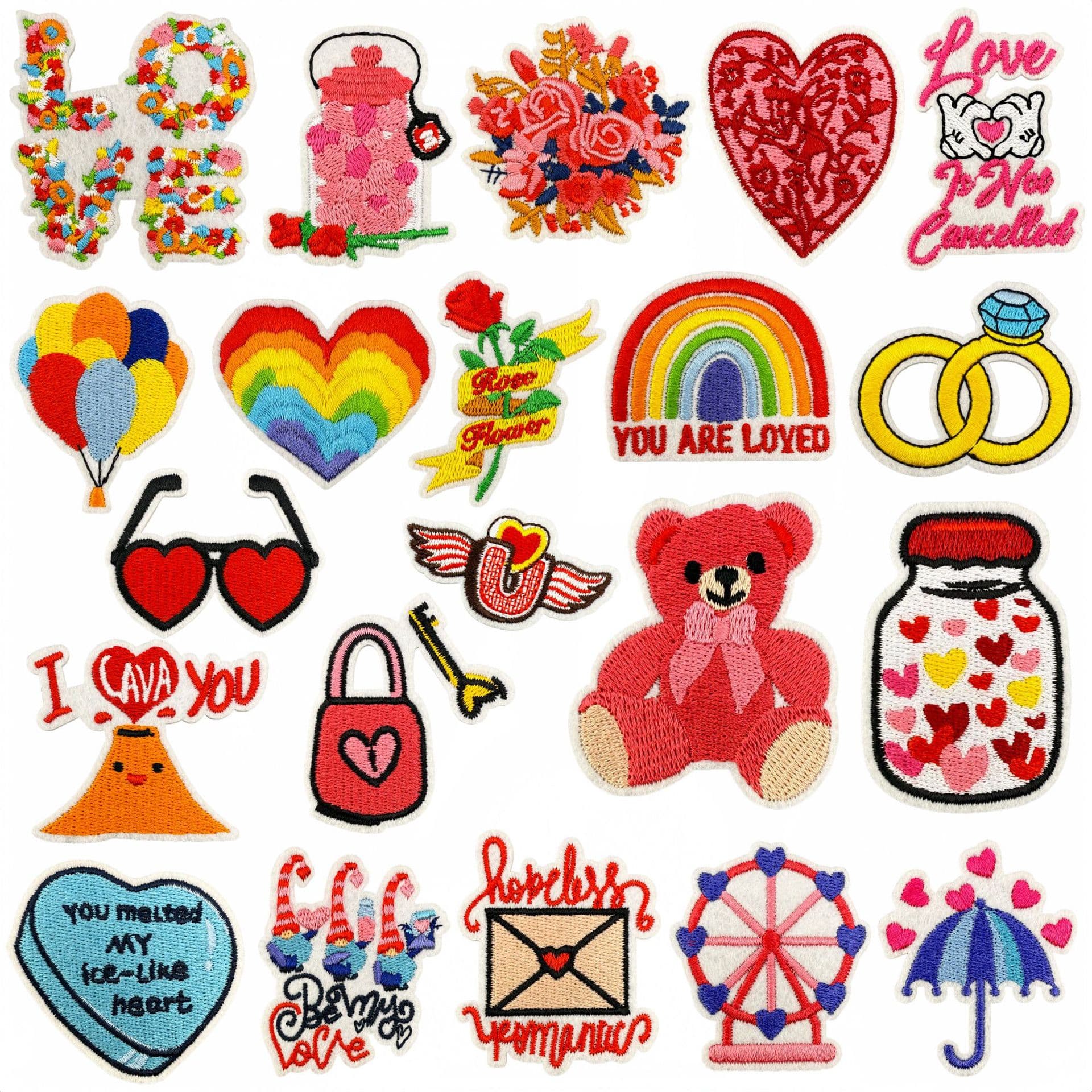 New Cartoon Valentine's Day Embroidery Patch Colorful Graffiti Love Embroidery Garment Accessories Patch Self-Adhesive In Stock