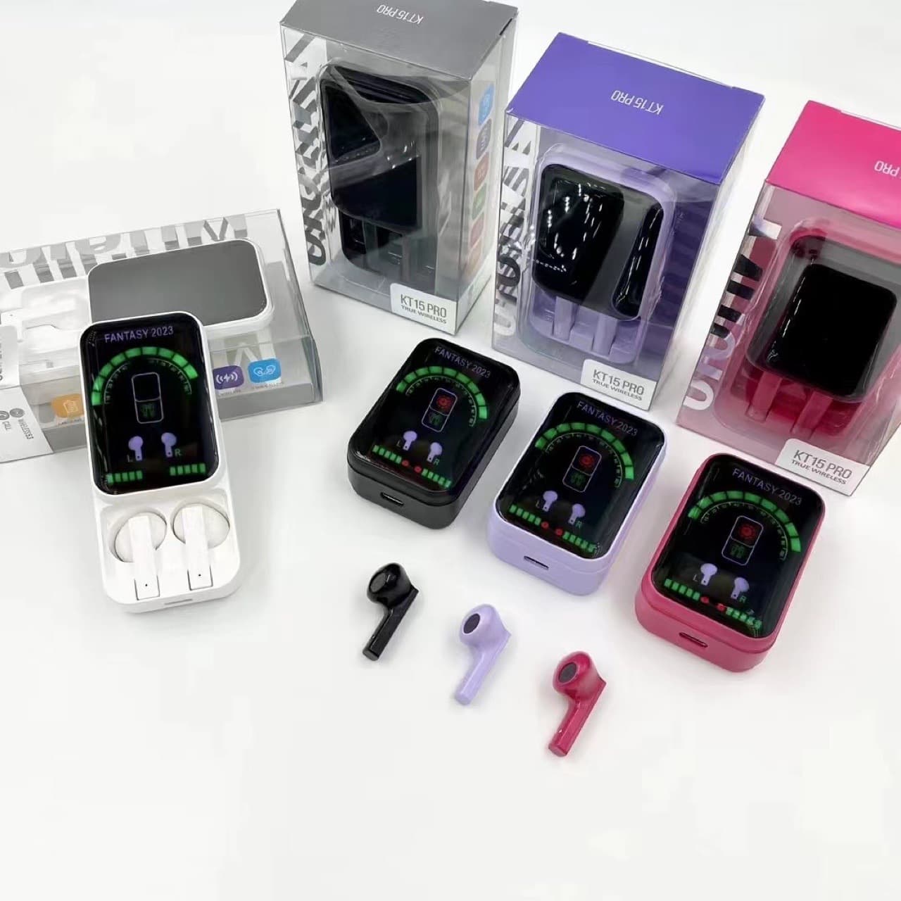 KT15 PRO New Cross-Border TWS True Wireless Bluetooth 5.3 Digital Display Gaming Earbuds Factory Direct