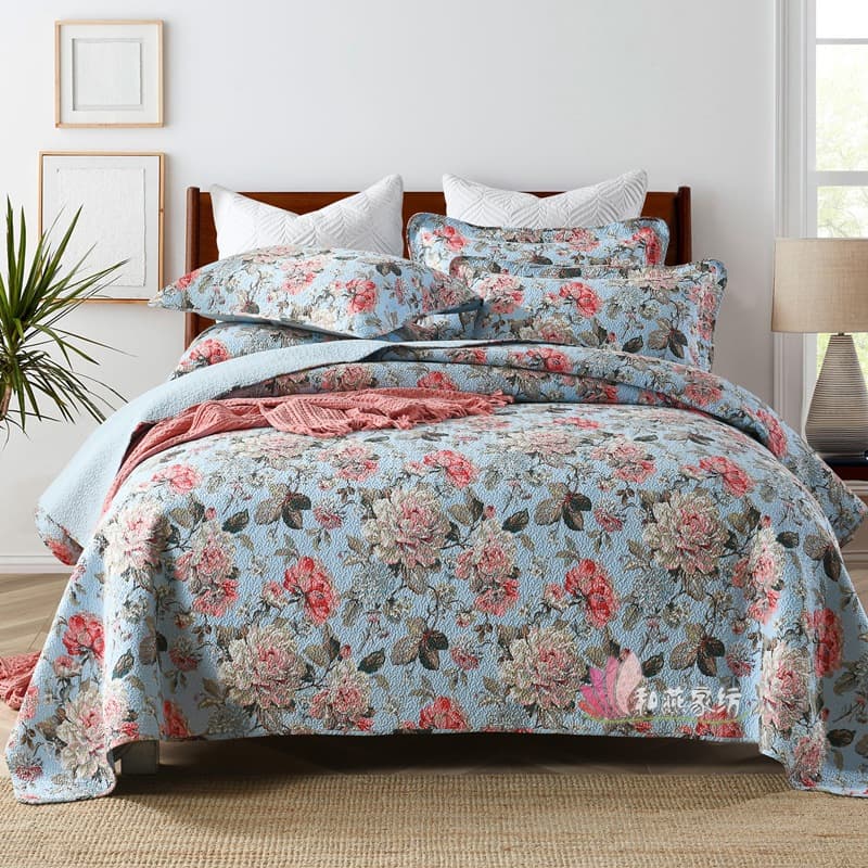 Heyan Home Textile Premium Bed Cover Three-Piece Set Export American Style Thickened Bed Sheet Pure Cotton Air Conditioned Washed Summer Cooling Quilt