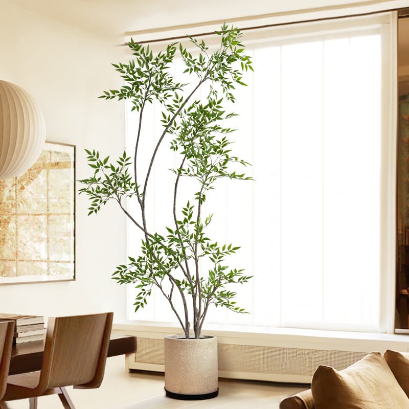 Nandina Large Artificial Greenery Luxury Indoor Living Room Decorative Plant Potted Ornament Floor Decoration